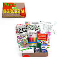 Get Well Gifts for Women Beat the Boredom Box Gift Basket with Get Well Message Plush Non-Slip Socks Lip Balm Travel Tissue Cream Crossword Book Word Search Book Adult Coloring Books Cards Markers V1