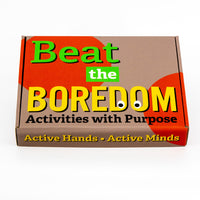 Beat the Boredom Box - Activities with Purpose - Senior Large Print Gift Basket Crossword Word Find & Coloring Books + Playing Cards & Note Cards