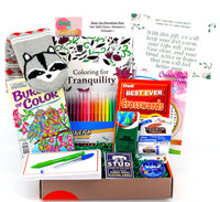 Get Well Gifts for Women Beat the Boredom Box Gift Basket with Get Well Message Plush Non-Slip Socks Lip Balm Travel Tissue Cream Crossword Book Word Search Book Adult Coloring Books Cards Markers V1