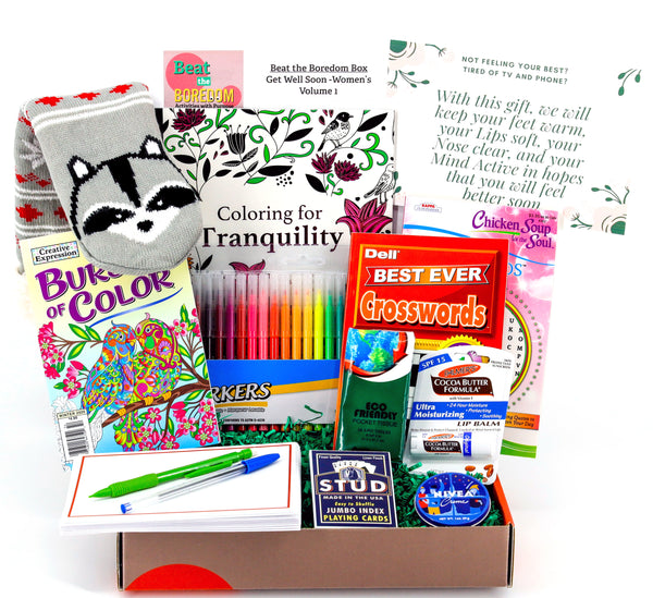 Get Well Gifts for Women Beat the Boredom Box Gift Basket with Get Wel –  Beat The Boredom Box